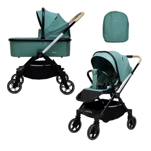 F900 2 in 1 Reversible Baby Stroller Adjustable Foldable Stroller with Bassinet Footmuff and Mommy Bag for Infant Baby Toddler