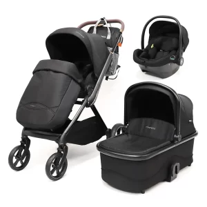 FTC021 3-in-1 Infant Baby Stroller with Bassinet and Car Seat, Compact Folding with Reversible Seat Magnetic Buckles