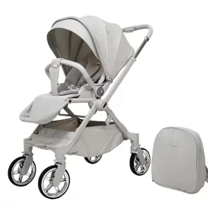 F900 Pro Reversible Baby Stroller Adjustable Foldable Stroller with Footmuff and Mommy Bag for Baby Toddler