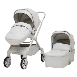 F900 Pro 2 in 1 Reversible Baby Stroller Adjustable Foldable Stroller with Bassinet Footmuff and Mommy Bag for Baby Toddler