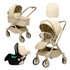 F900 Pro 3 in 1 Reversible Baby Stroller Adjustable Foldable Stroller with Bassinet, Car Seat, Footmuff and Mommy Bag for Baby Toddler