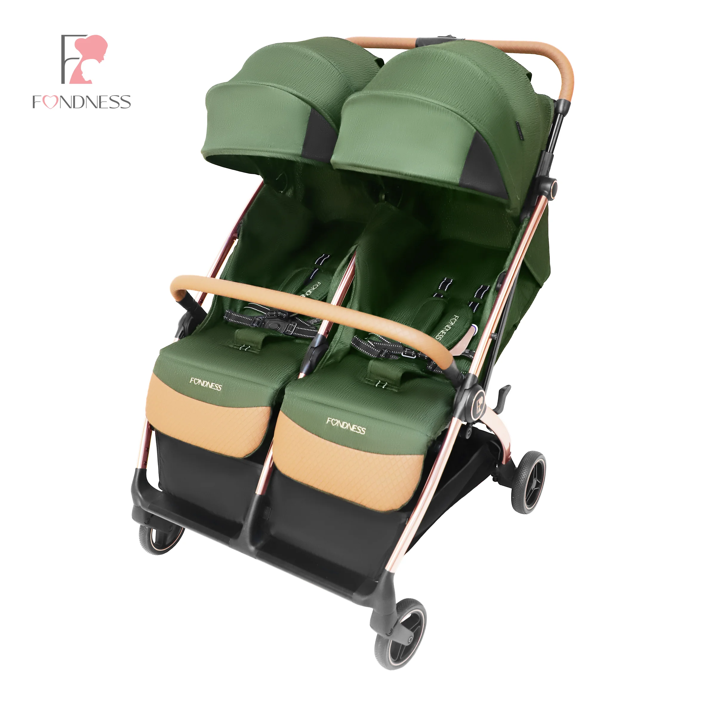 FTC017 Side by Side Double Baby Stroller for Twins, Lightweight Compact Foldable Baby Travel Stroller